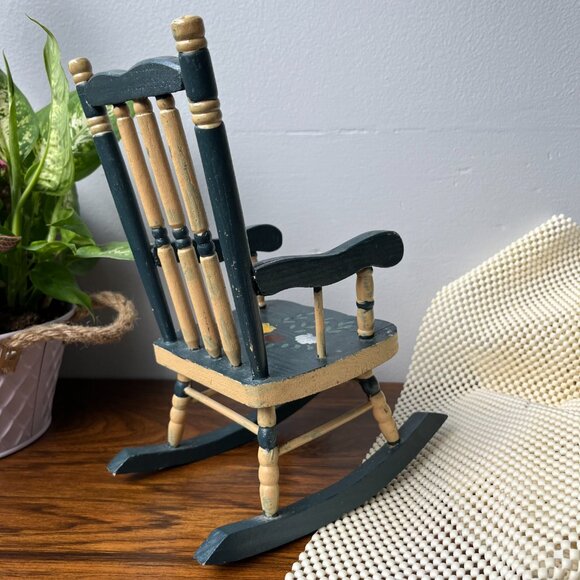 Wooden Toy Doll Rocking Chair Doll Furniture Hand Painted 10-3/4" Tall - Picture 7 of 15